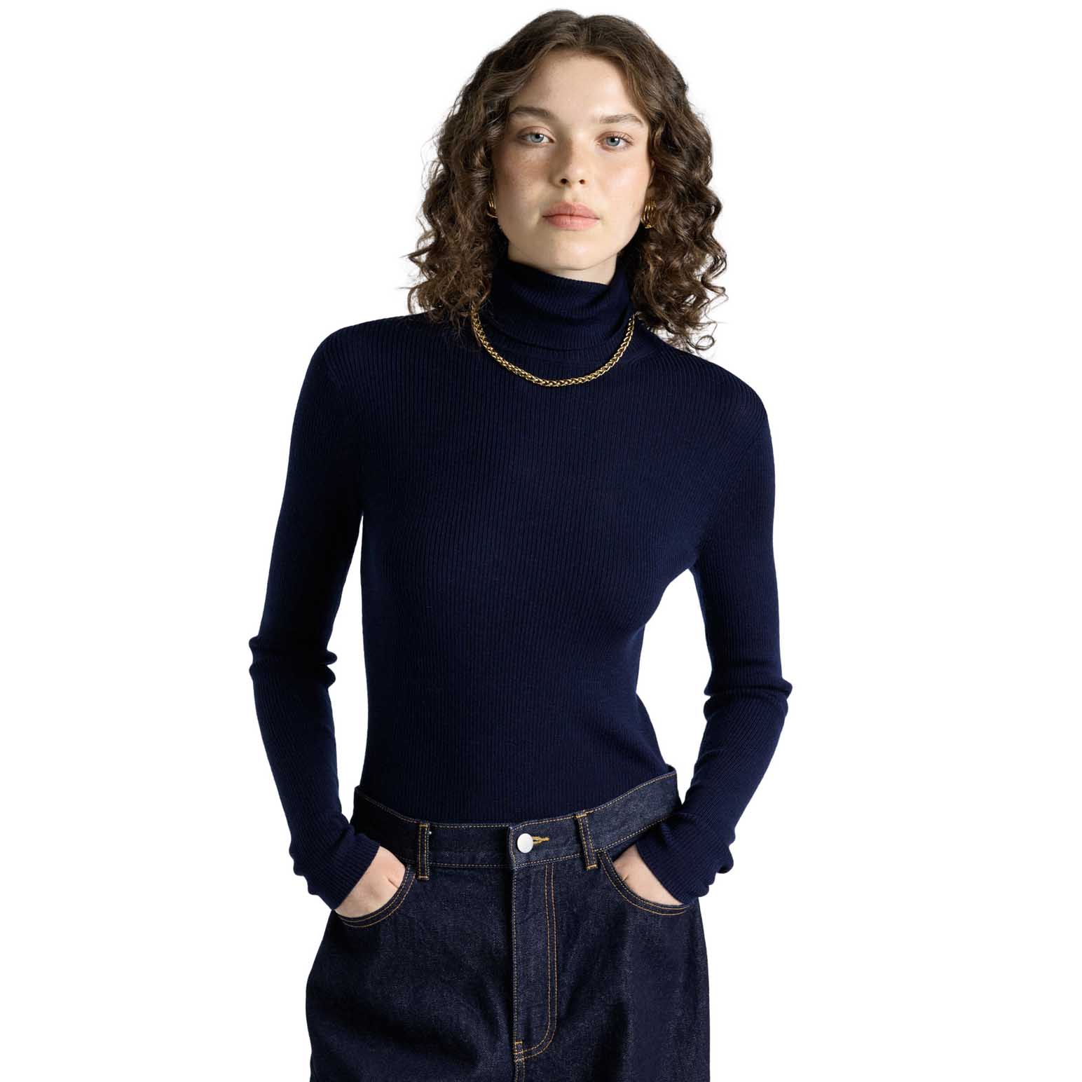 Cue Merino Turtle Neck Ribbed Knit